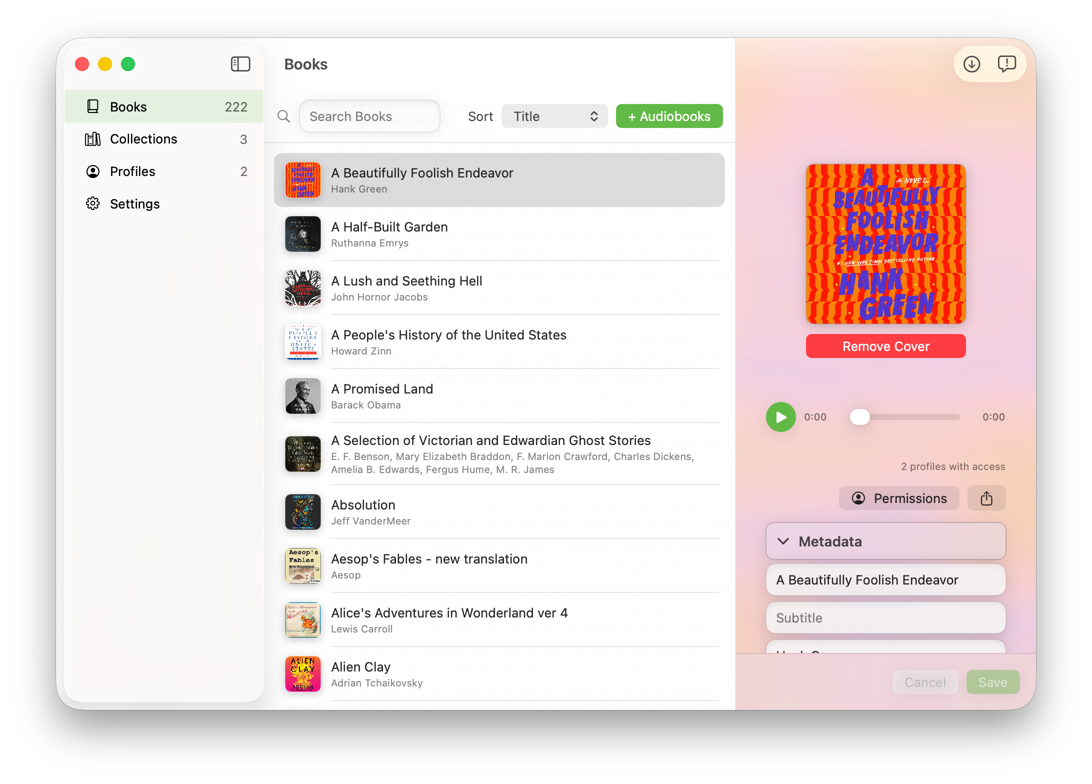 DeerLibrarian books workspace screenshot